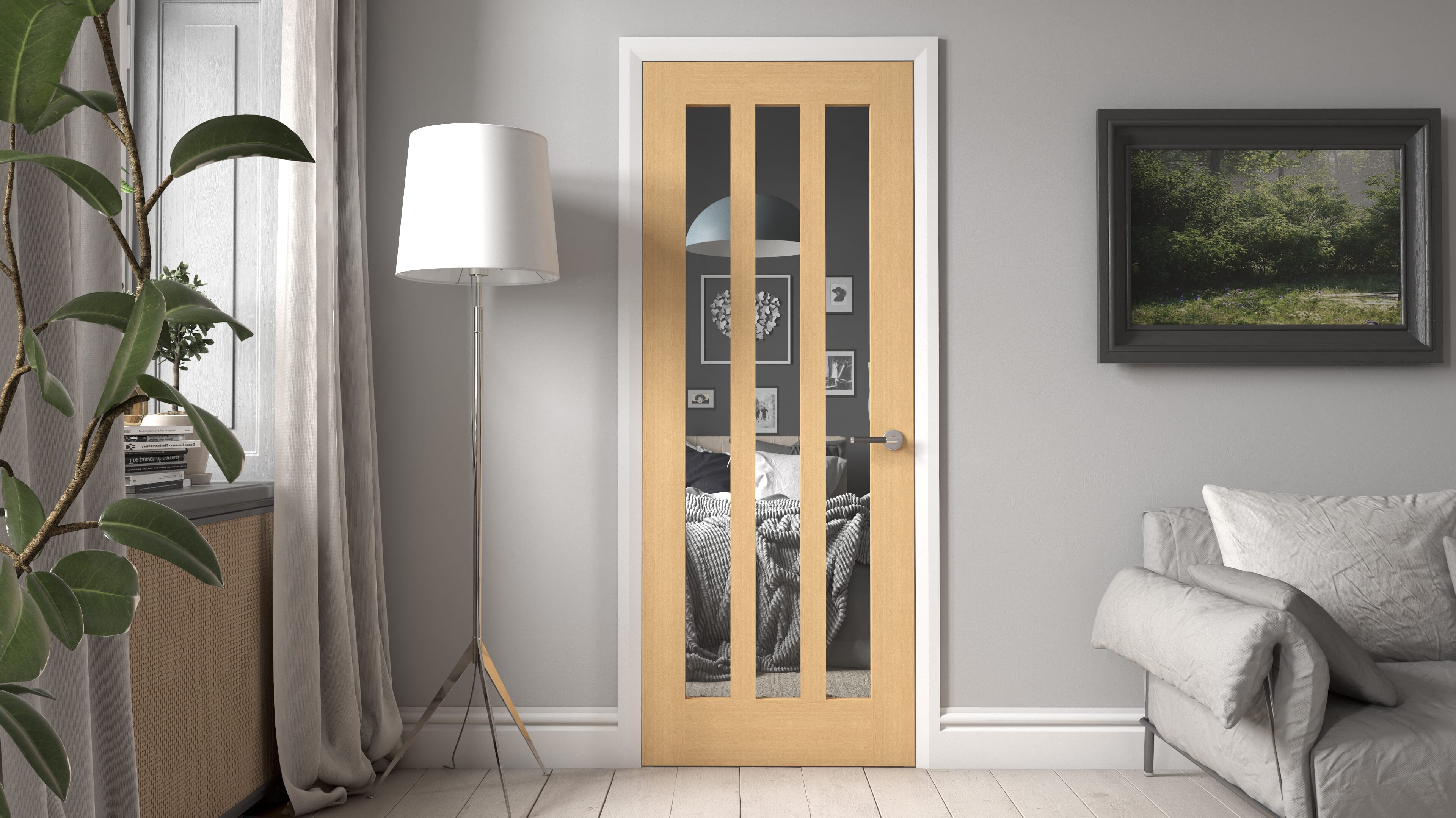 1981 x 762 x 35mm (30") Aston - Clear Glass Oak Internal Door