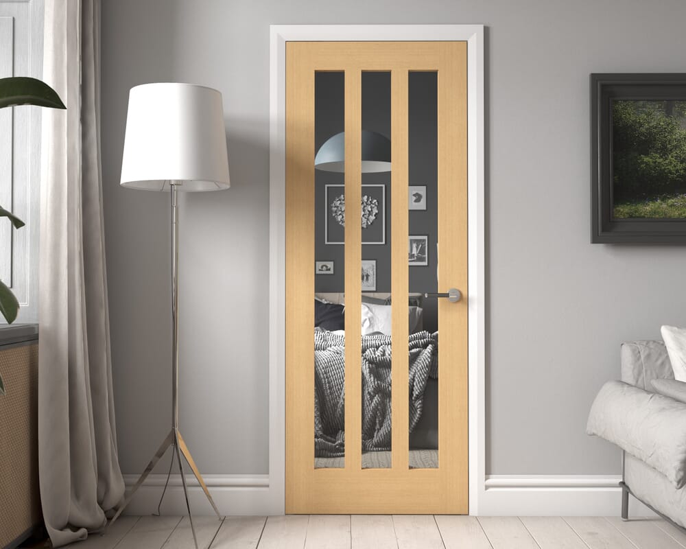 1981 x 610 x 35mm (24") Aston - Clear Glass Oak Internal Doors