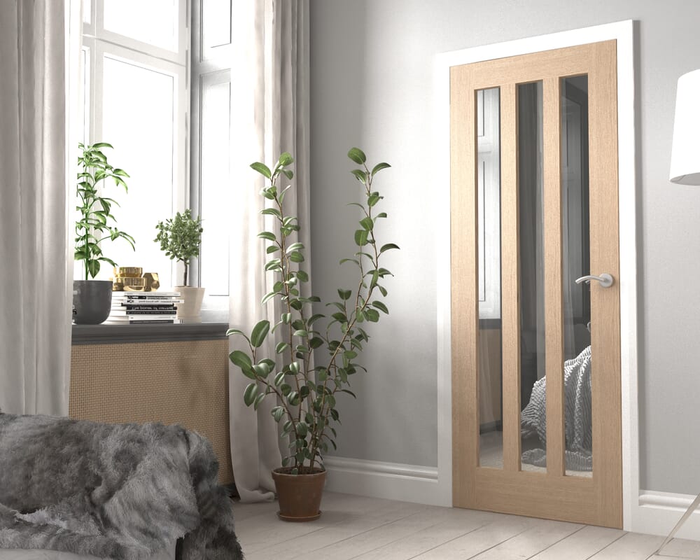 1981 x 610 x 35mm (24") Aston - Clear Glass Oak Internal Doors