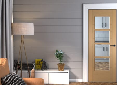 ISEO Oak 4 Light Clear Glass - Prefinished Internal Doors