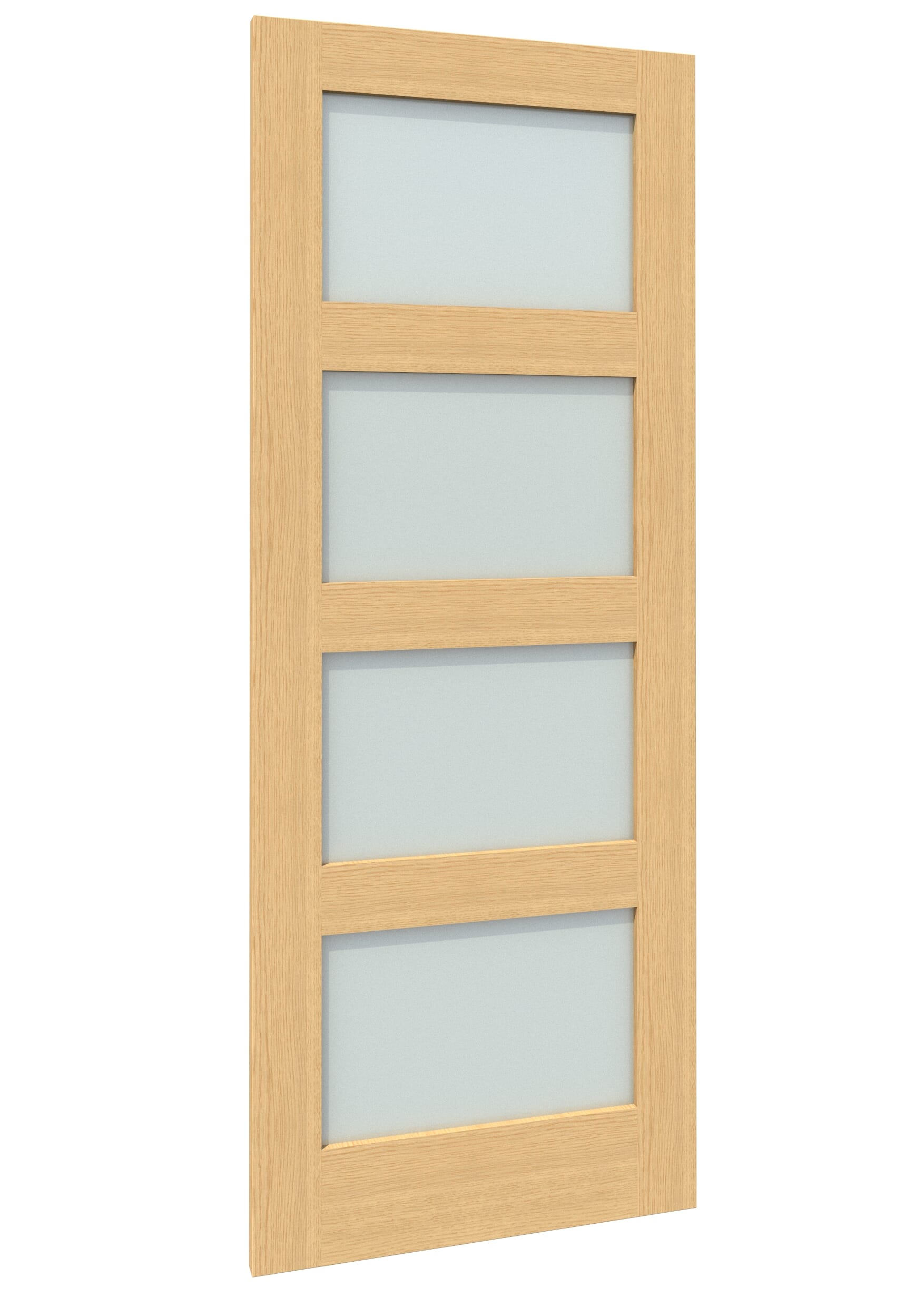 1981 x 686 x 35mm (27") Oak Shaker 4 Light - Prefinished Obscure Glass Internal Door