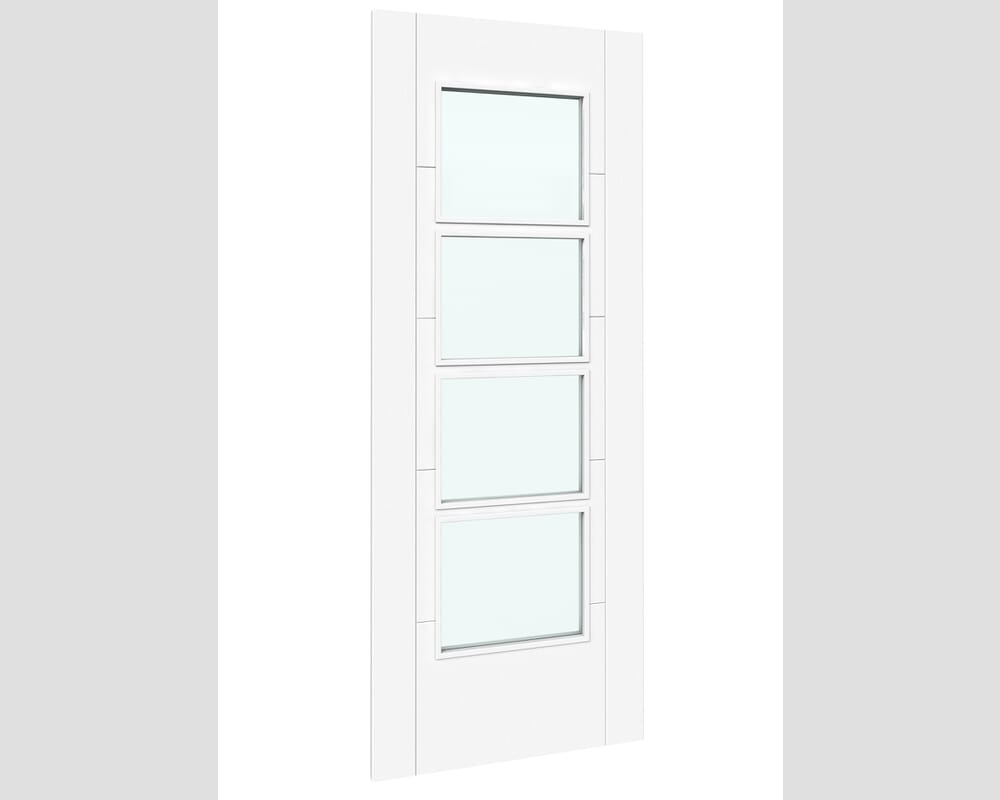 1981 x 838 x 44mm FD30 (33") Iseo White 4 Light Clear Glazed Prefinished Internal Doors
