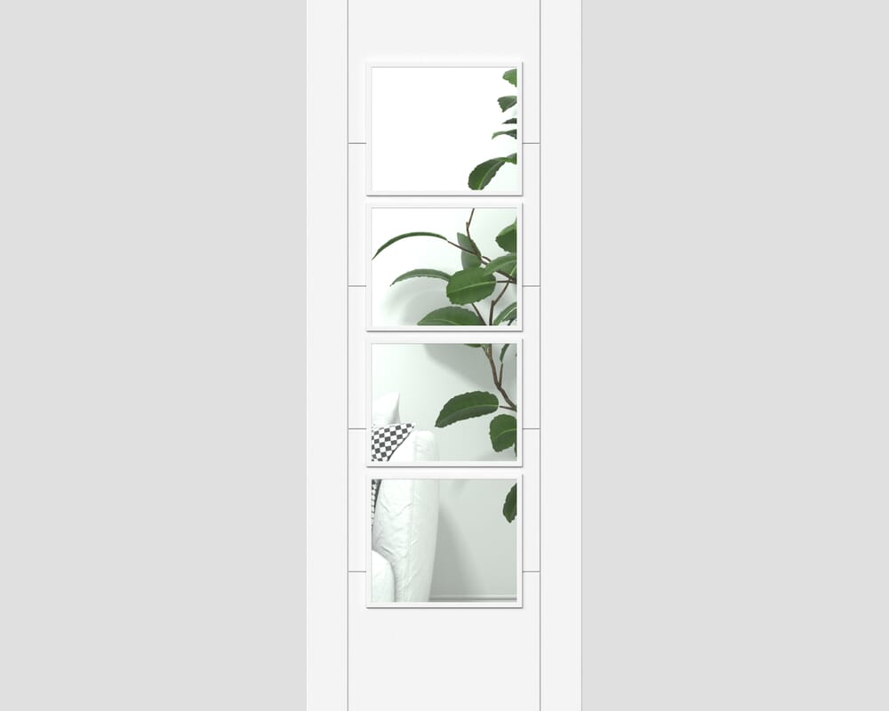 1981 x 838 x 44mm FD30 (33") Iseo White 4 Light Clear Glazed Prefinished Internal Doors
