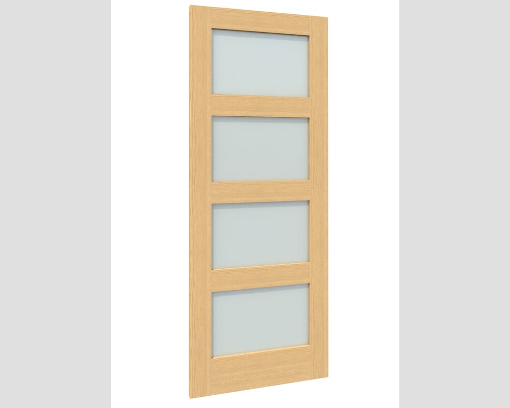 1981 x 838 x 35mm (33") Oak Shaker 4L - Frosted Glass Internal Doors