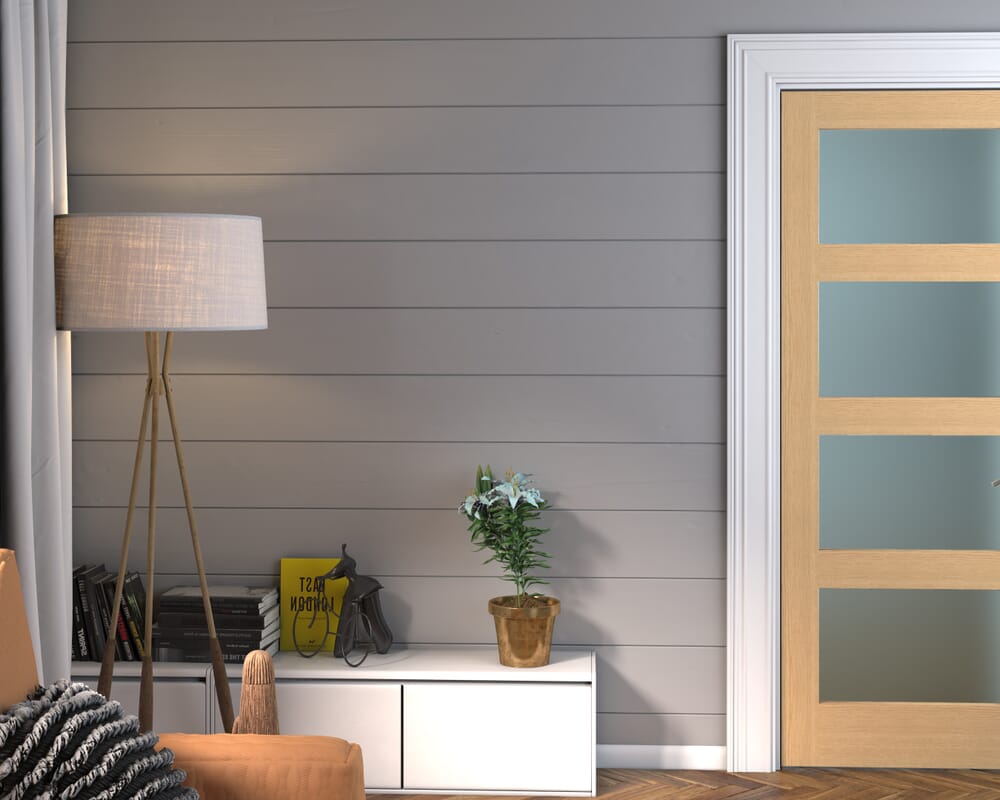 1981 x 838 x 35mm (33") Oak Shaker 4L - Frosted Glass Internal Doors