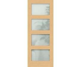 2032 x 813 x 35mm Oak Shaker 4L - Frosted Glass Internal Doors