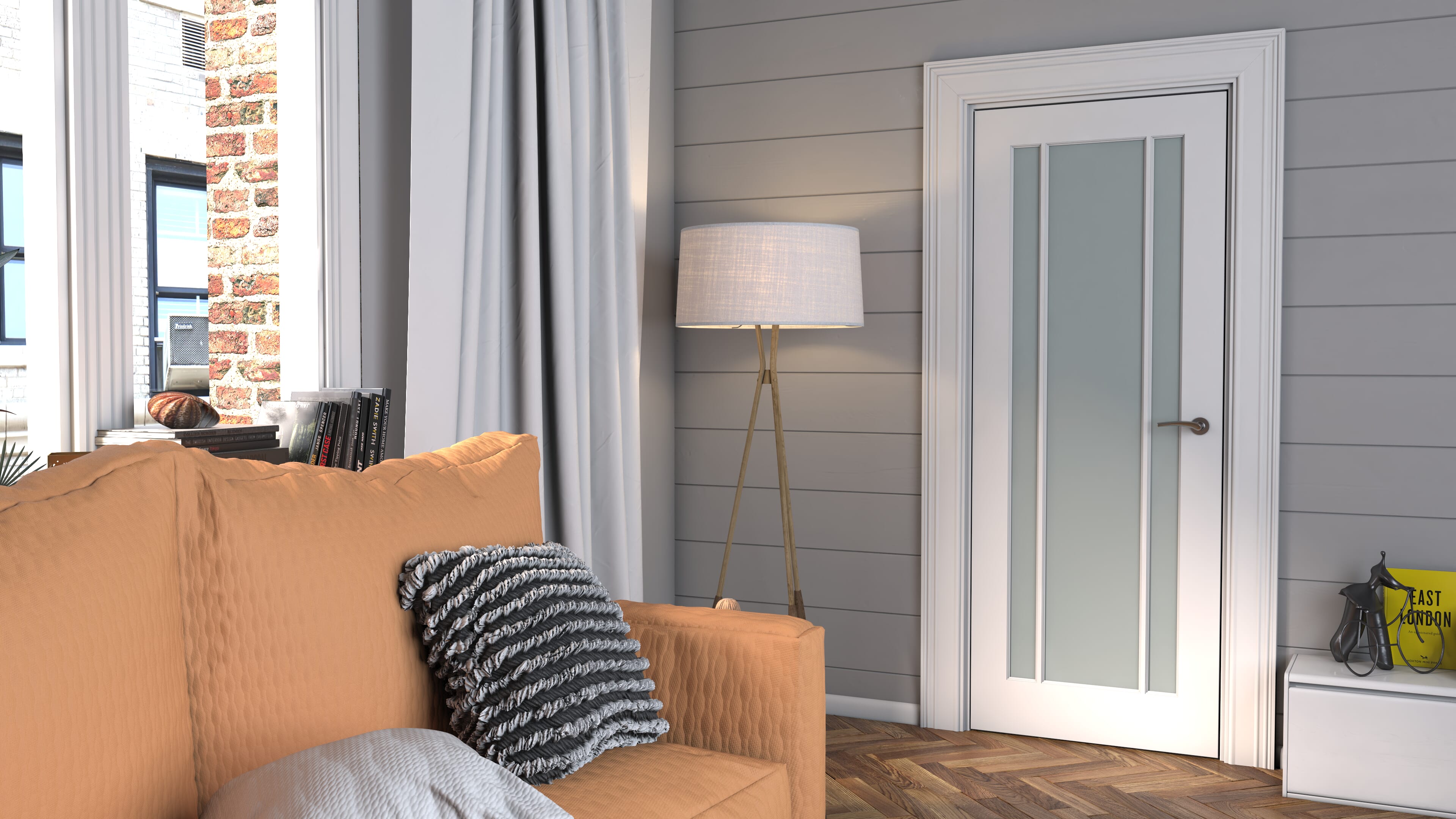 White Lincoln Frosted Solid White Primed Glazed Door Vibrant Doors