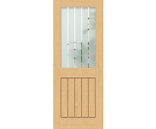 Mexicano Oak Half Light - Frosted with Clear Lines Internal Doors