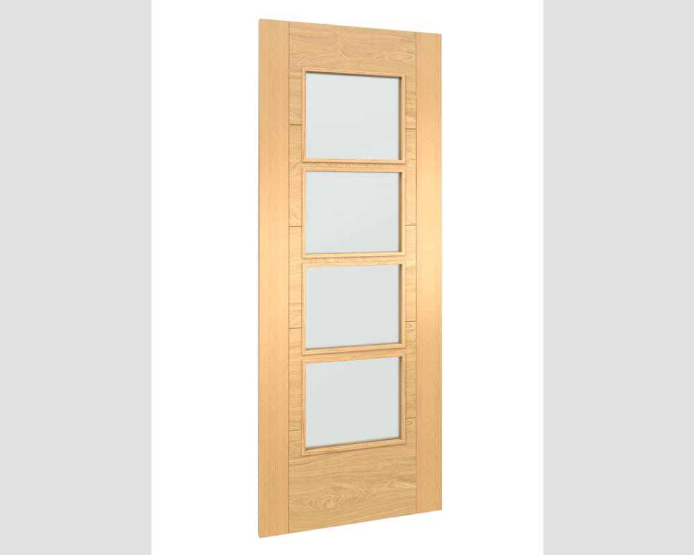 2040 x 626 x 40mm (25") Iseo Oak 4 Light Frosted Glass - Prefinished Internal Doors