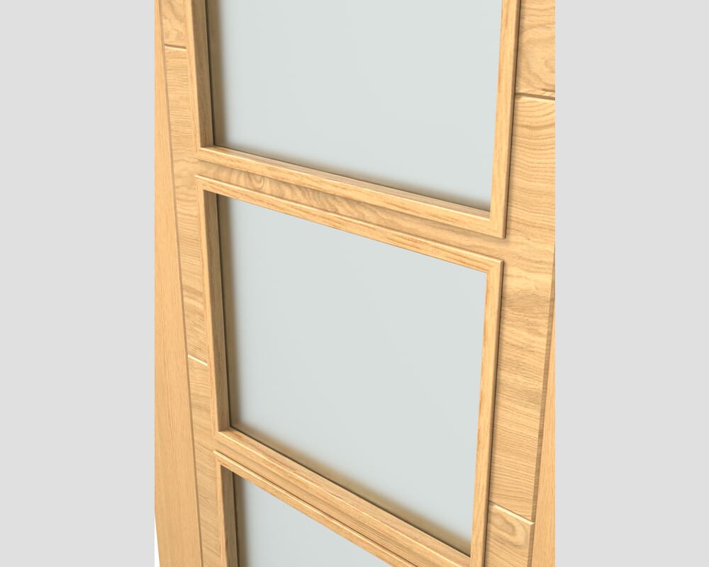 2040 x 626 x 40mm (25") Iseo Oak 4 Light Frosted Glass - Prefinished Internal Doors