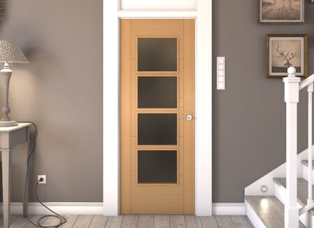 ISEO Oak 4 Light Frosted Glass - Prefinished Internal Doors