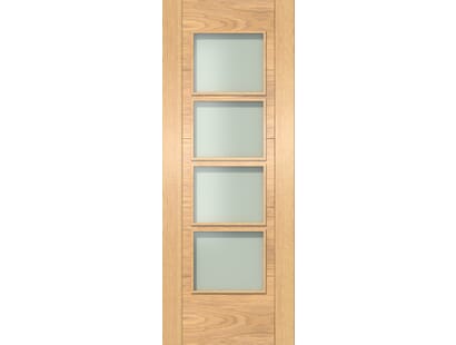 Iseo Oak 4 Light Frosted Glass - Prefinished Internal Doors Image