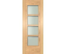 726 x 2040x40mm ISEO Oak 4 Light Frosted Glass - Prefinished Door