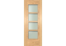 826 x 2040x40mm ISEO Oak 4 Light Frosted Glass - Prefinished Door