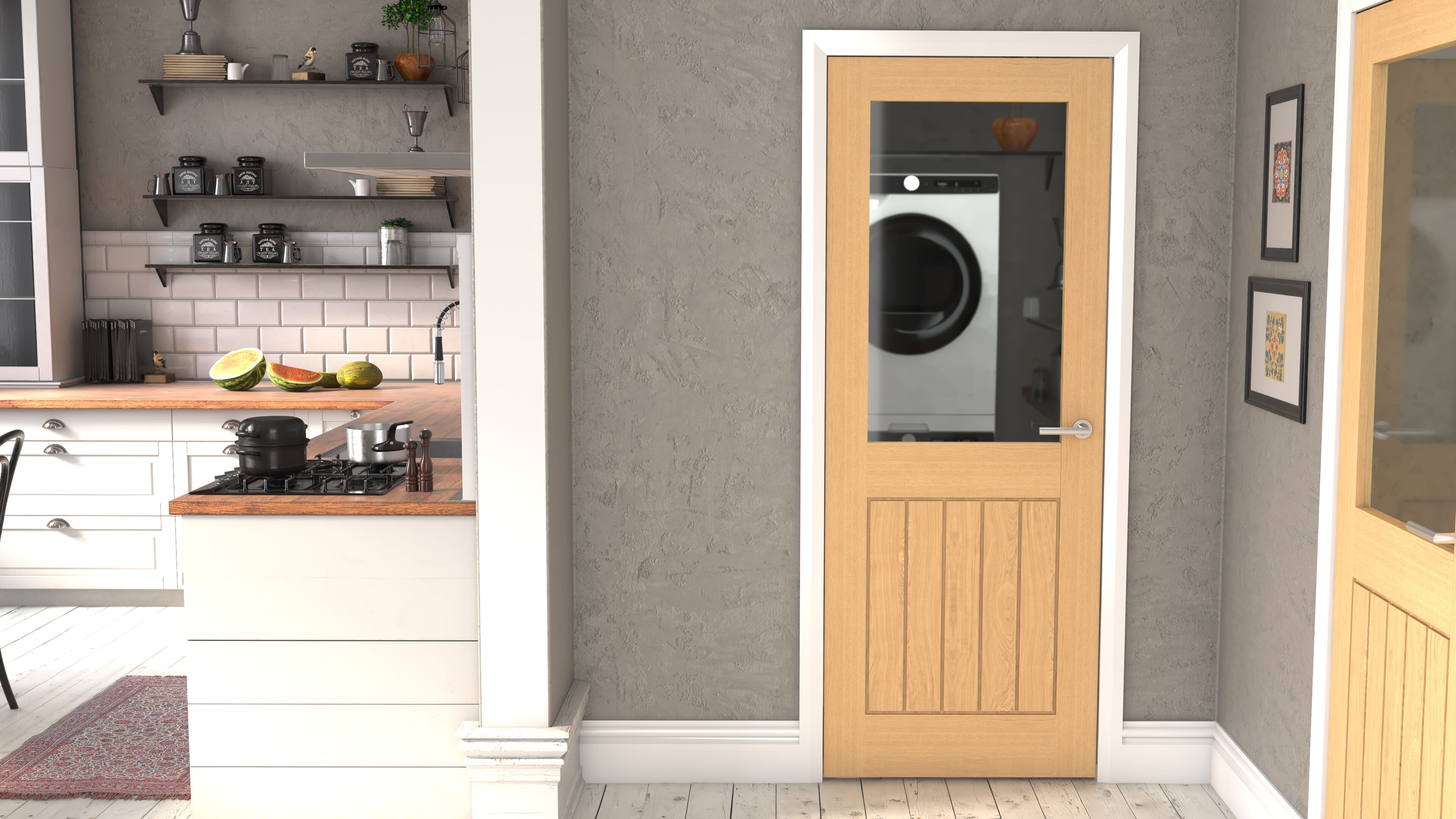 686x1981x35mm (27") Mexicano Oak Half Light Clear - Prefinished Door