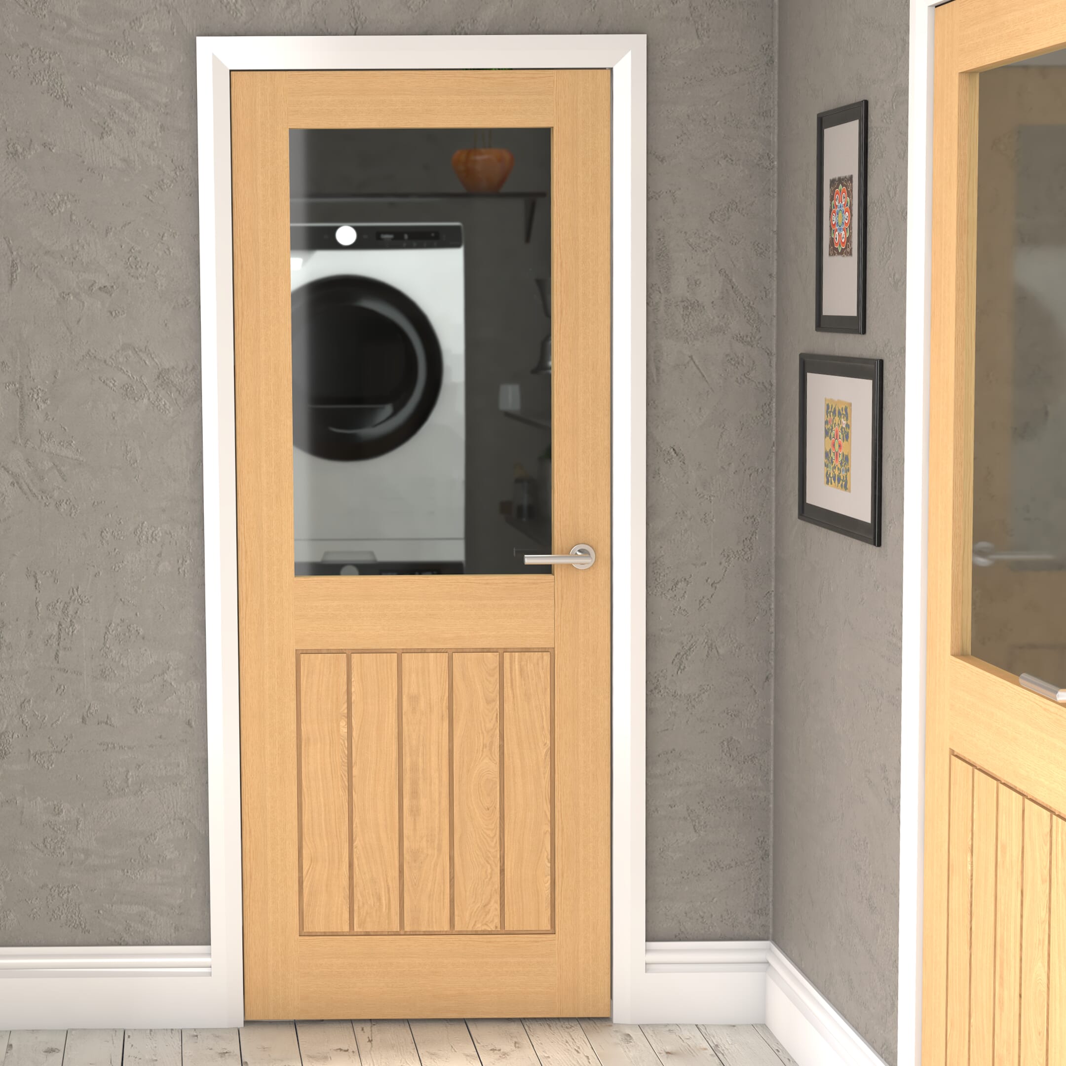 686x1981x35mm (27") Mexicano Oak Half Light Clear - Prefinished Door