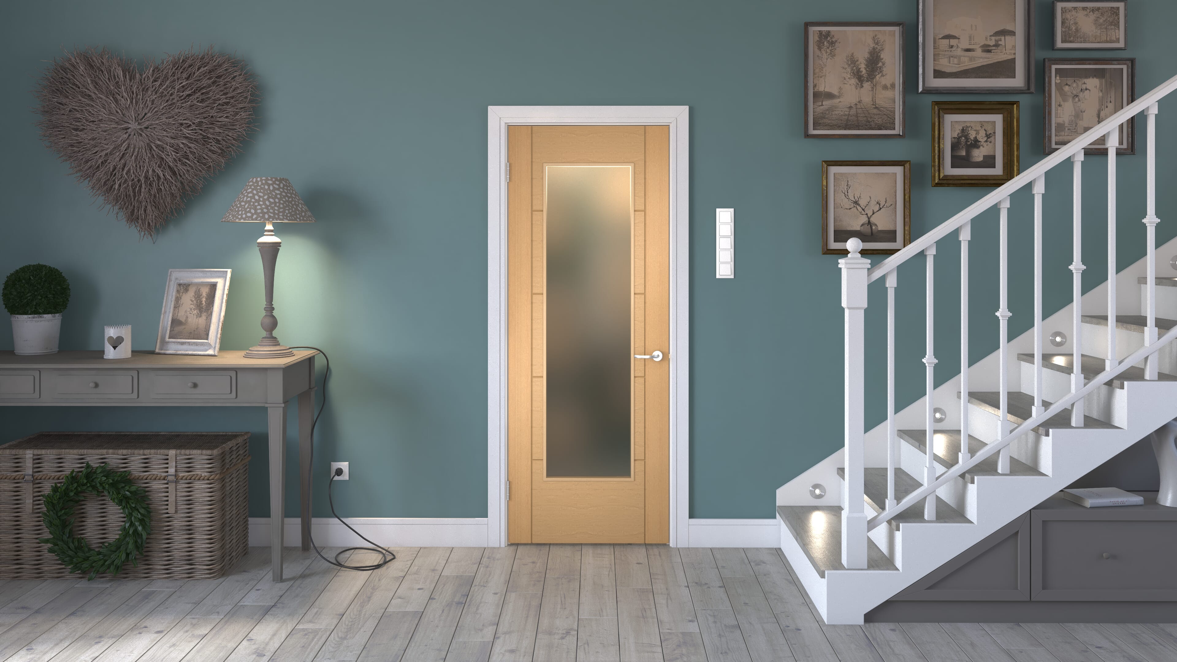 838x1981x35mm (33") Iseo Oak Pattern 10 Frosted Glazed - Prefinished Door