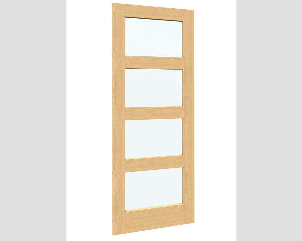 726 x 2040x40mm Oak Shaker 4L - Clear Glass Door