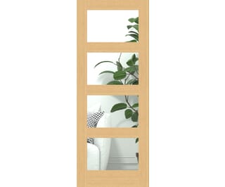 Oak Shaker 4L - Clear Glass Internal Doors