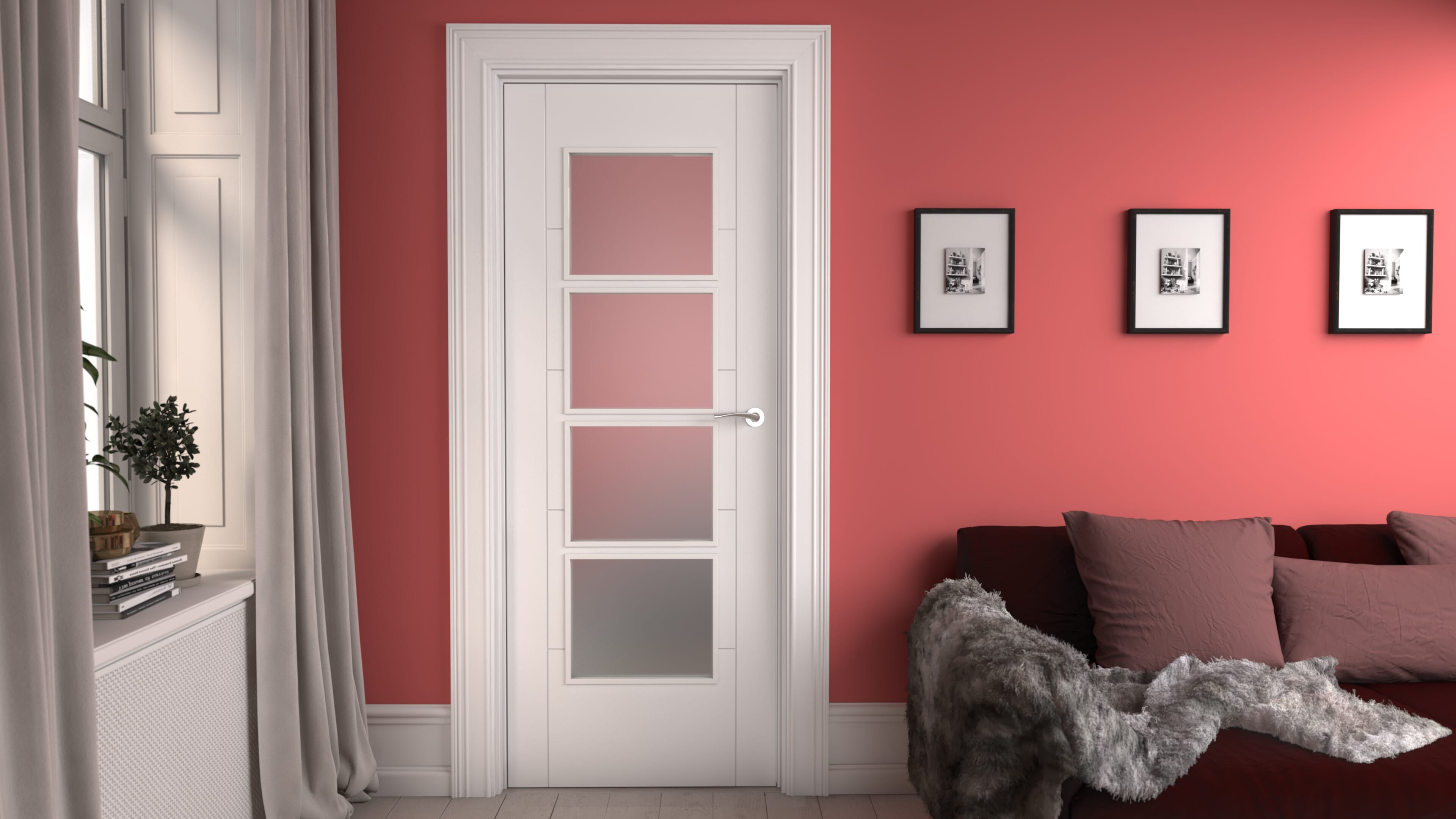 Iseo White 4 Light Frosted Prefinished Internal Doors