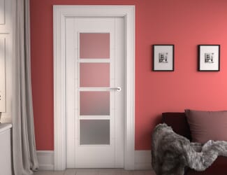 ISEO White 4 Light Frosted Prefinished Internal Doors