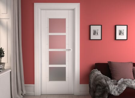 ISEO White 4 Light Frosted Glazed Prefinished Internal Doors