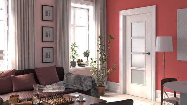 626 x 2040x40mm ISEO White 4 Light Frosted Door