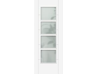 ISEO White 4 Light Frosted Prefinished Internal Doors