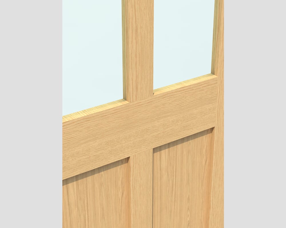 1981 x 838 x 35mm (33") Oak Victorian 4 Panel Shaker - Clear Glass Internal Doors