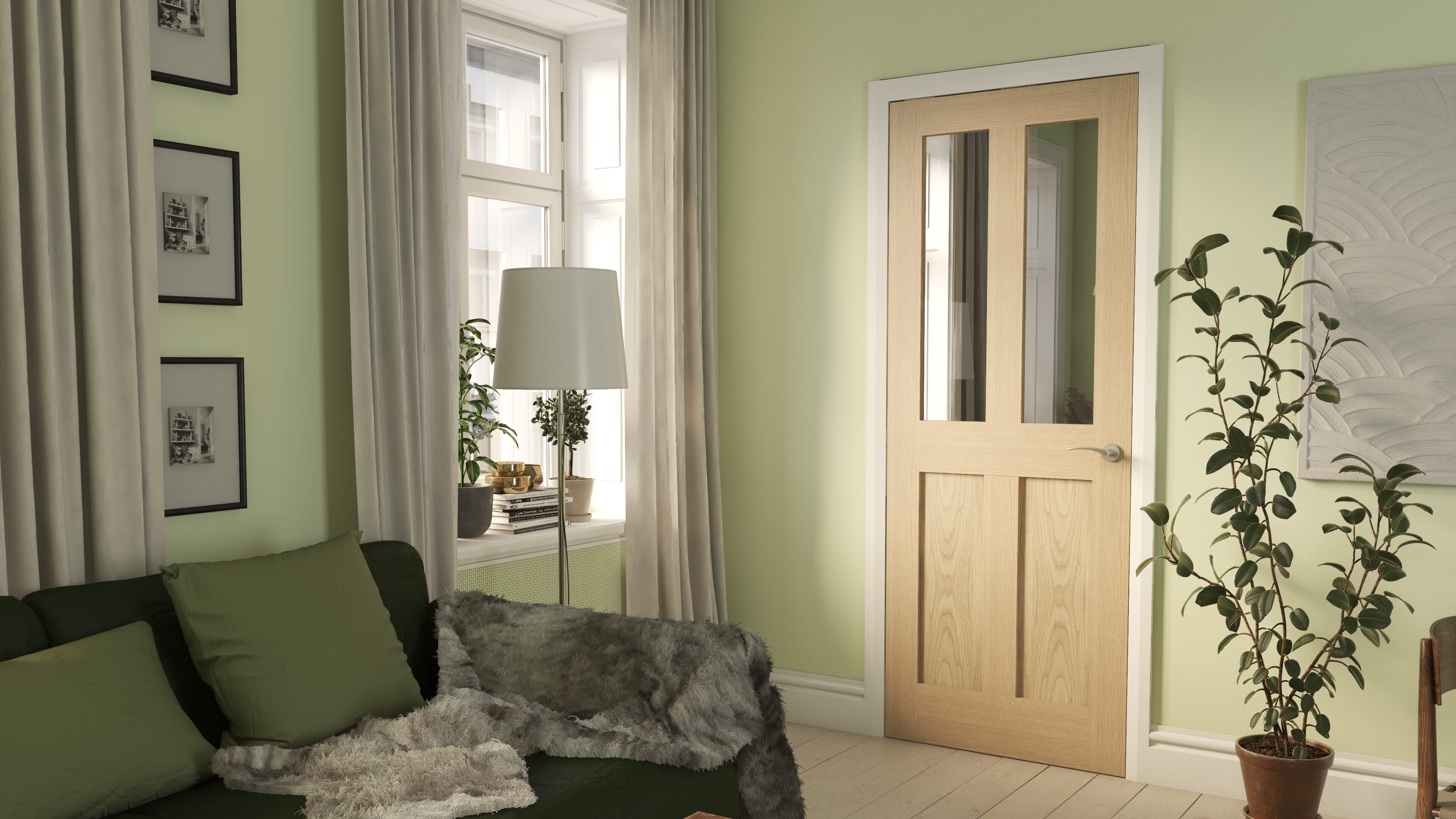 Oak Victorian 4 Panel Shaker Clear Glass Internal Doors At Vivid Doors