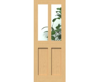 Oak Victorian 4 Panel Shaker - Clear Glass Internal Doors