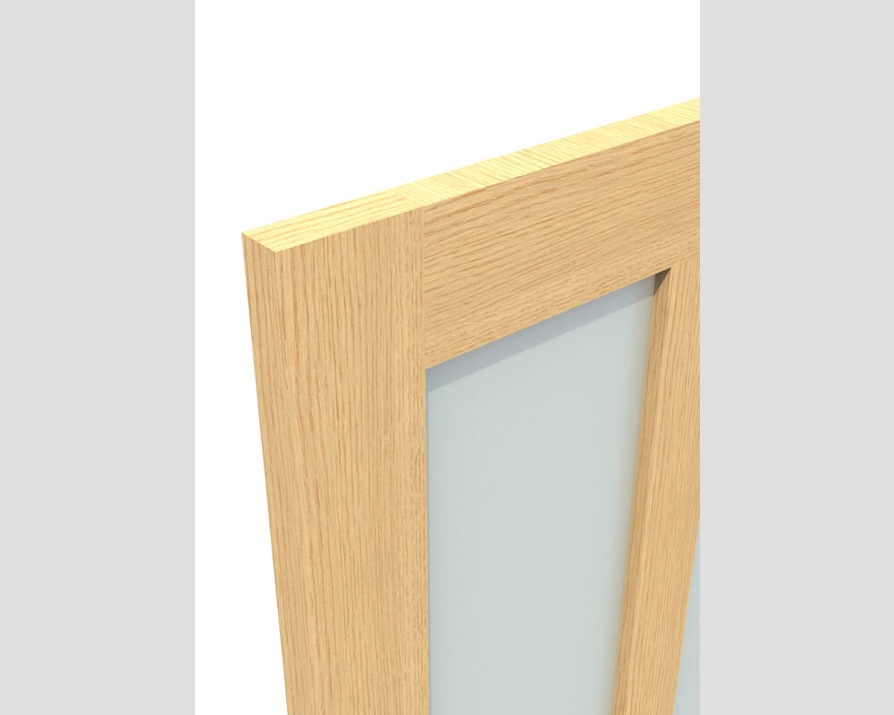 1981 x 838 x 35mm (33") Oak Victorian 4 Panel Shaker - Frosted Glass Internal Doors