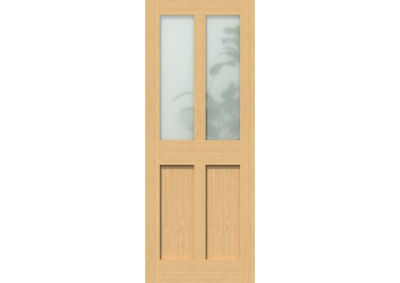 Oak Victorian 4 Panel Shaker - Frosted Glass Internal Doors