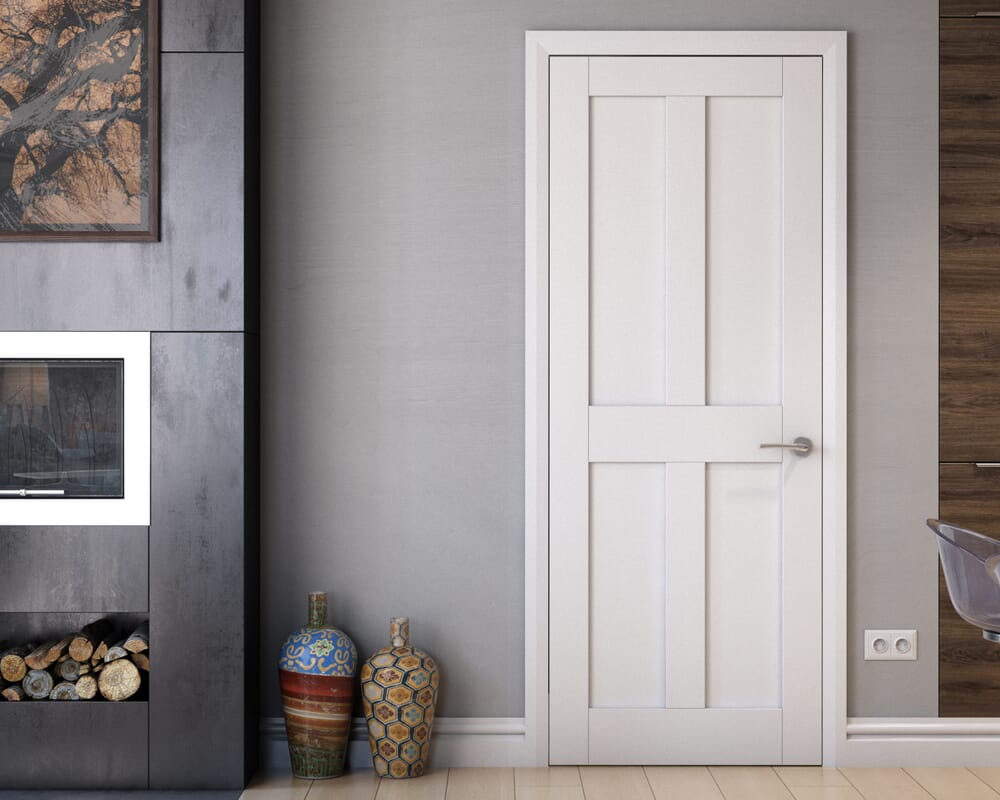 1981 x 686 x 44mm FD30 (27") White Victorian 4 Panel Shaker Prefinished Internal Fire Doors