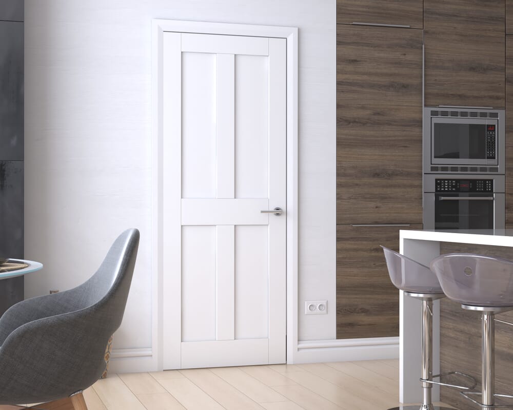 1981 x 686 x 44mm FD30 (27") White Victorian 4 Panel Shaker Prefinished Internal Fire Doors