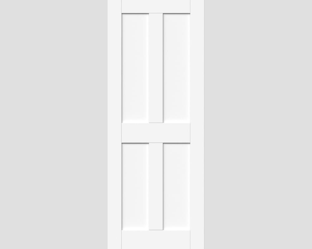 1981 x 686 x 44mm FD30 (27") White Victorian 4 Panel Shaker Prefinished Internal Fire Doors