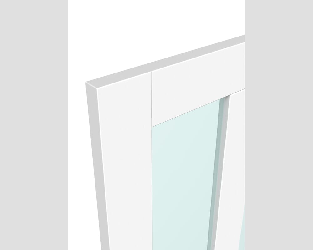762x1981x44mm (30") White Victorian 4 Panel Shaker - Clear Glass Door