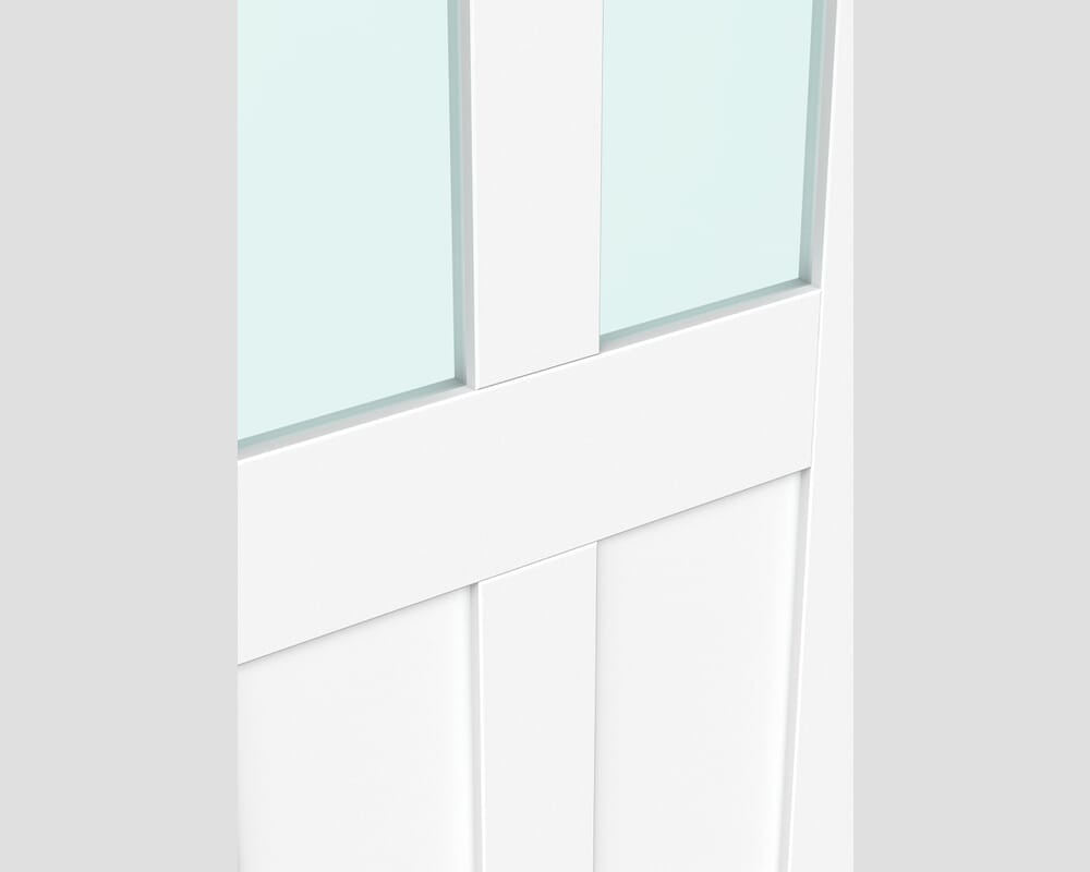 762x1981x44mm (30") White Victorian 4 Panel Shaker - Clear Glass Door