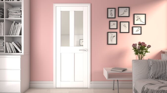 2040 x 826 x 40mm Victorian Shaker White Glazed - Clear Internal Door