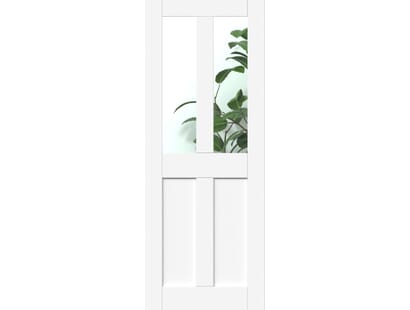 White Victorian 4 Panel Shaker - Clear Glass Internal Doors Image