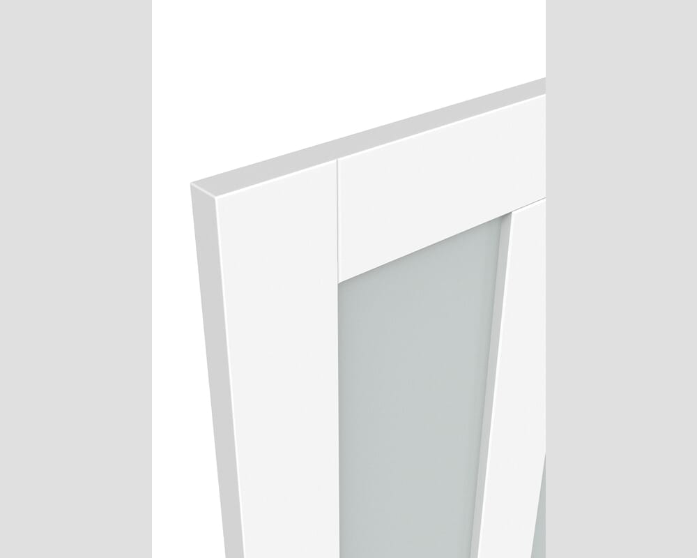 1981 x 838 x 35mm (33") White Victorian 4 Panel Shaker - Frosted Glass Prefinished Internal Doors