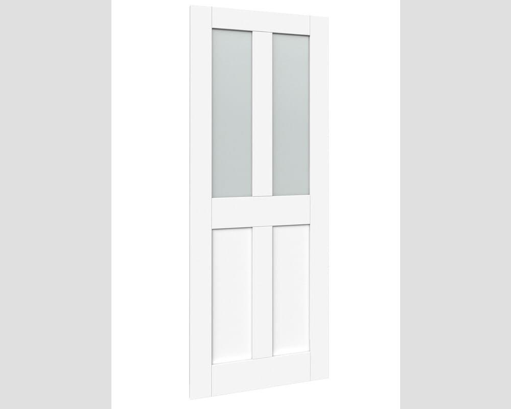 1981 x 838 x 35mm (33") White Victorian 4 Panel Shaker - Frosted Glass Prefinished Internal Doors