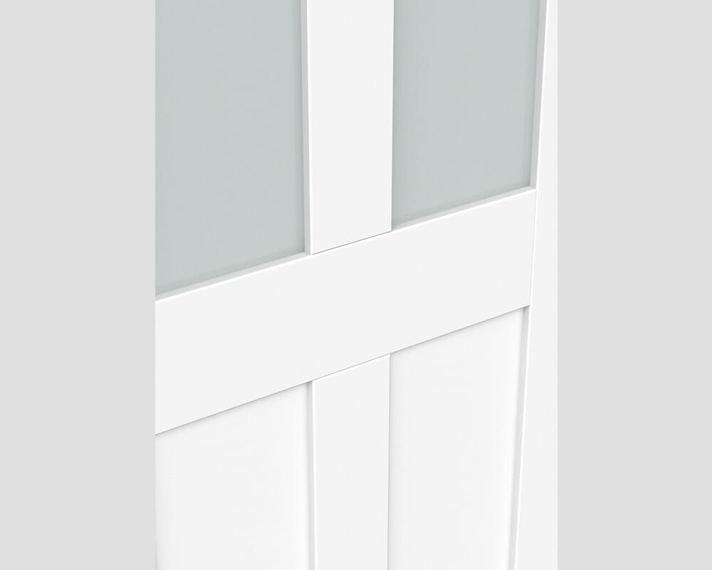 1981 x 838 x 35mm (33") White Victorian 4 Panel Shaker - Frosted Glass Prefinished Internal Doors