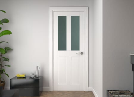 White Victorian 4 Panel Shaker - Frosted Glass Prefinished Internal Doors
