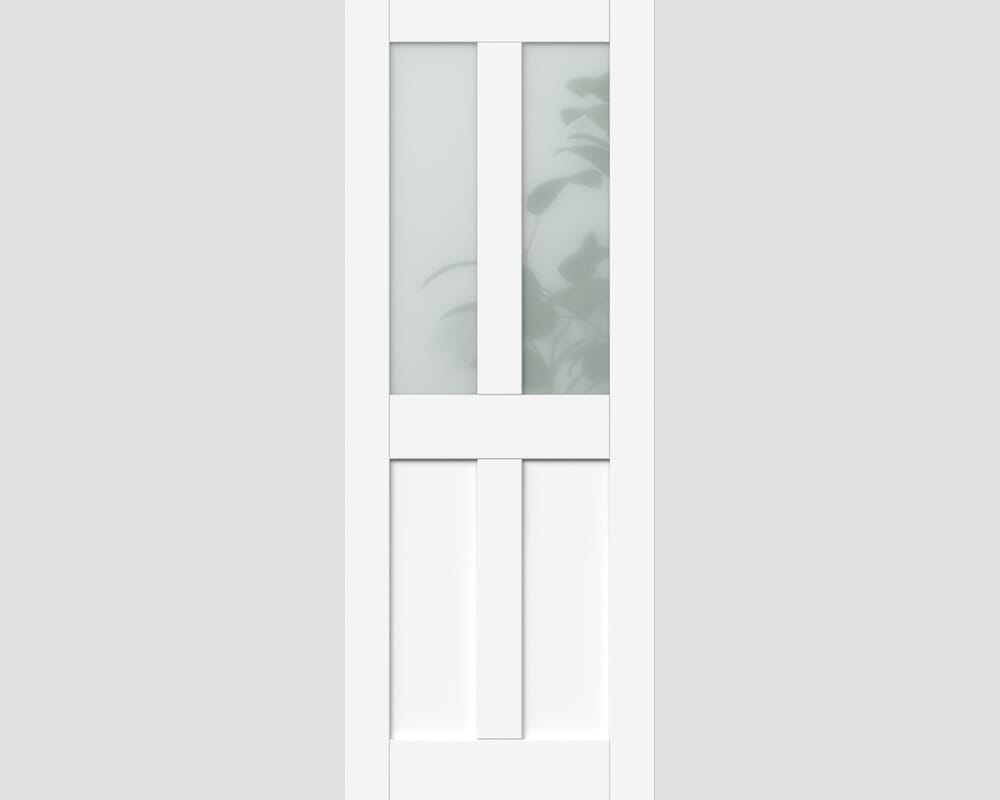 1981 x 838 x 35mm (33") White Victorian 4 Panel Shaker - Frosted Glass Prefinished Internal Doors
