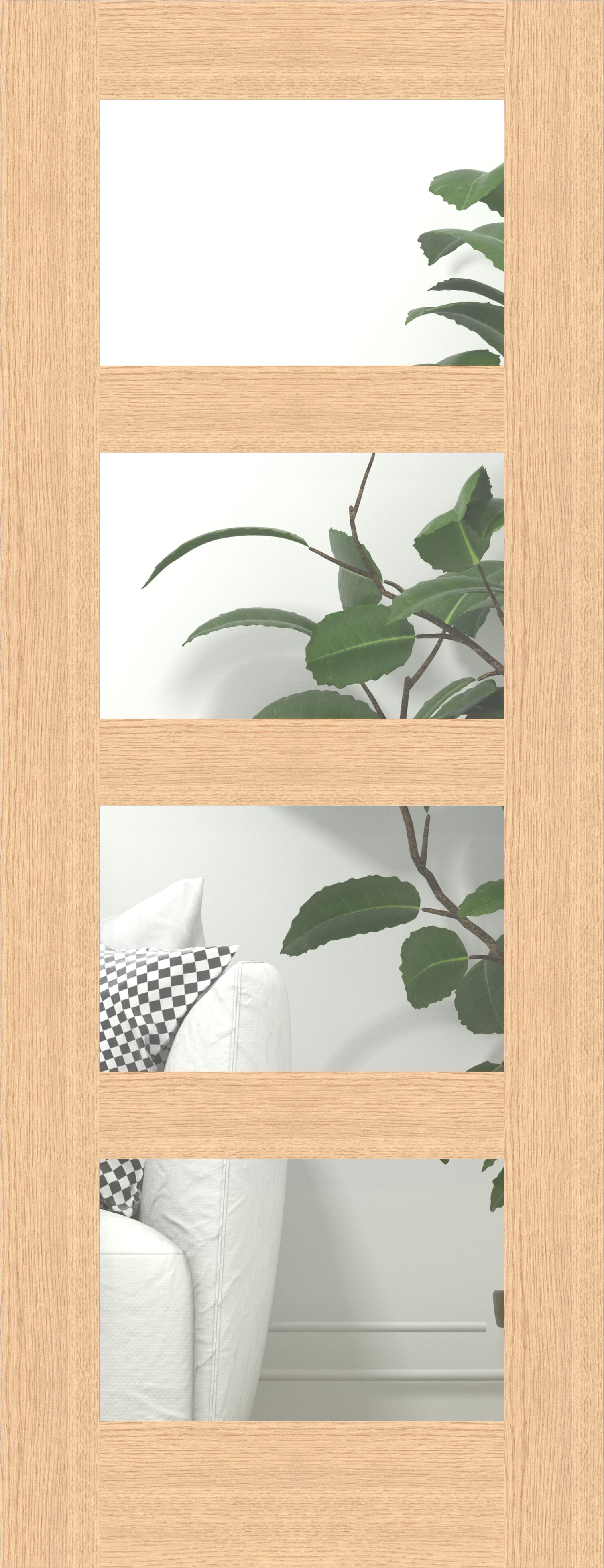 Glazed Oak 4 Light - Clear Glass Fire Door