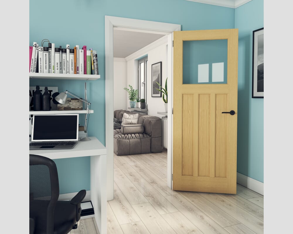1981 x 686 x 35mm (27") Oak DX30 - Clear Glass Internal Doors