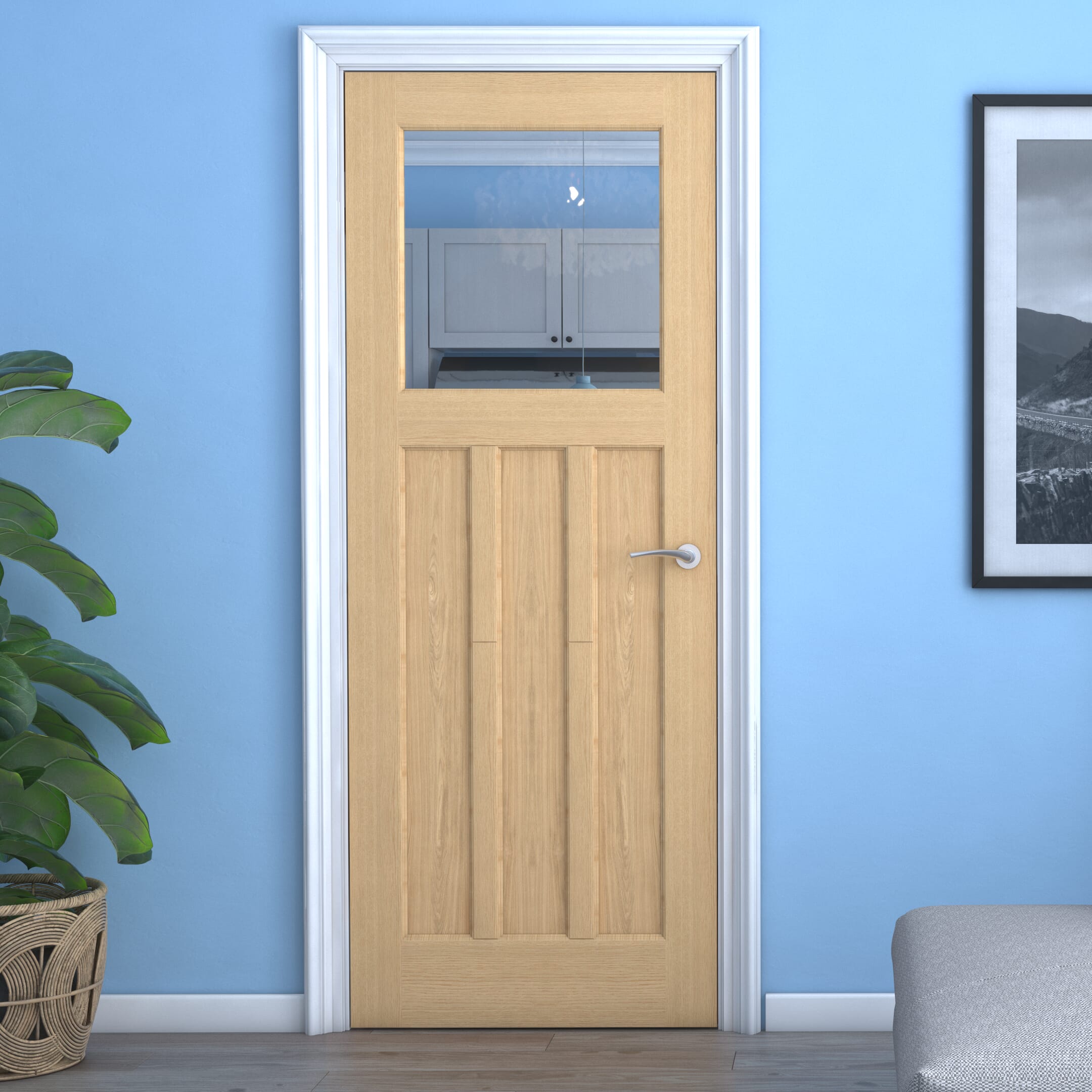 DX 30s Style Oak - Clear Glass Internal Doors