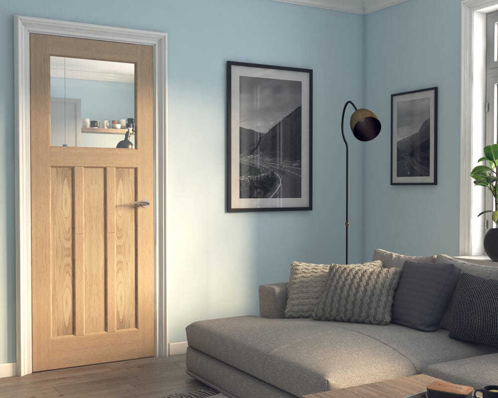 1981 x 686 x 35mm (27") Oak DX30 - Clear Glass Internal Doors