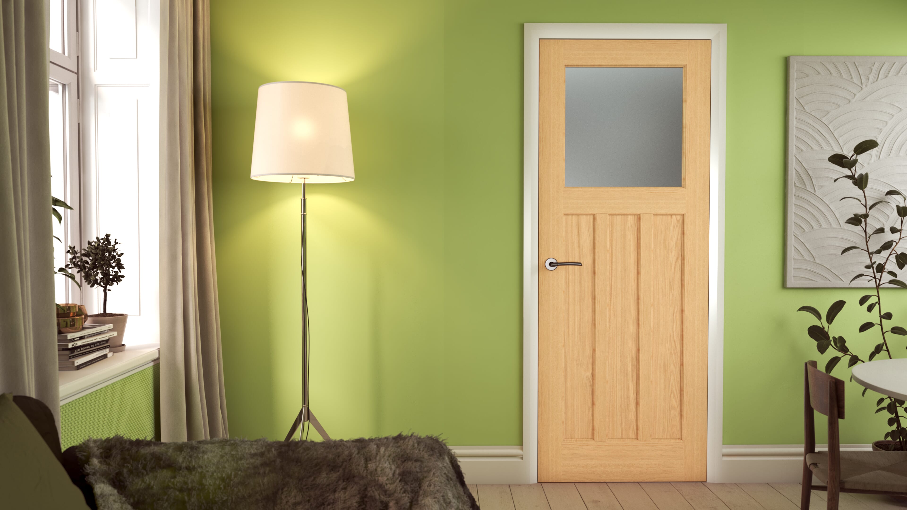 838x1981x35mm (33") Oak DX30 - Frosted Glass Door